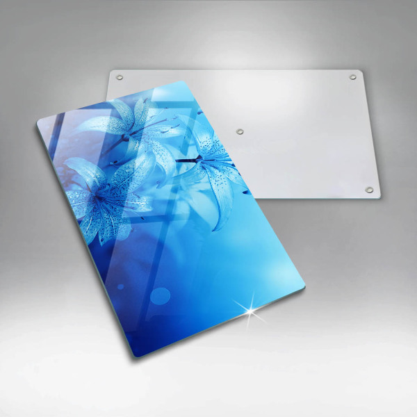 Steklena podloga za rezanje Modre rože