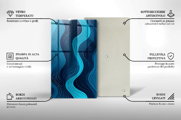 Steklena podloga za rezanje Abstraktni valovi