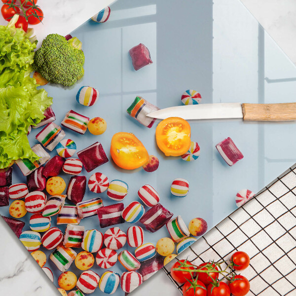 Steklena podloga za rezanje Pisani bonboni