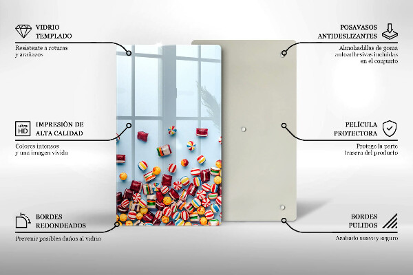 Steklena podloga za rezanje Pisani bonboni