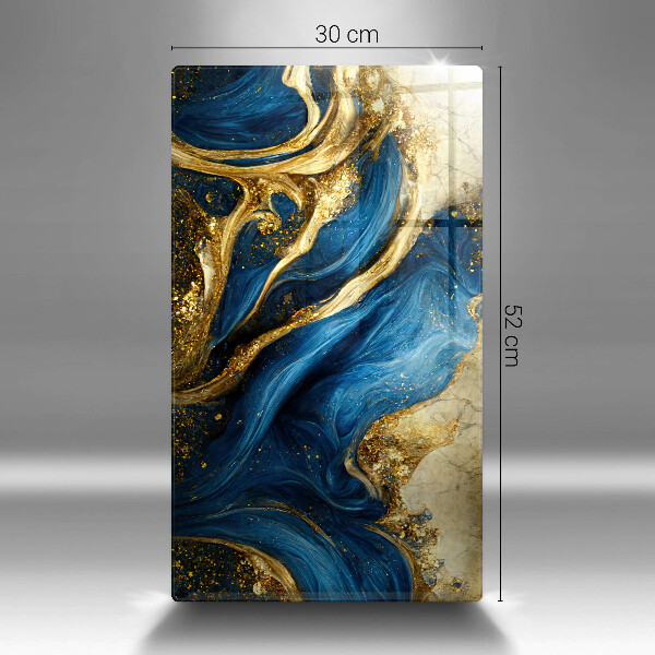 Steklena podloga za rezanje Modri in zlati marmor
