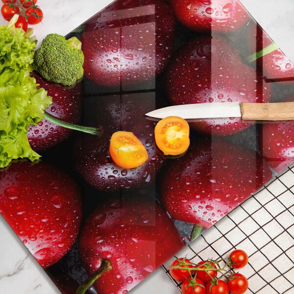 Steklena podloga za rezanje Češnje od blizu