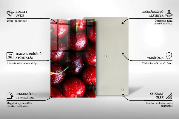 Steklena podloga za rezanje Češnje od blizu