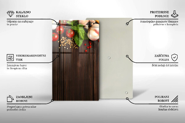 Steklena podloga za rezanje Zelenjava na mizi