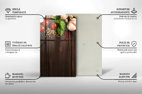 Steklena podloga za rezanje Zelenjava na mizi