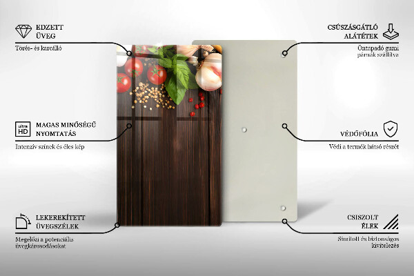 Steklena podloga za rezanje Zelenjava na mizi