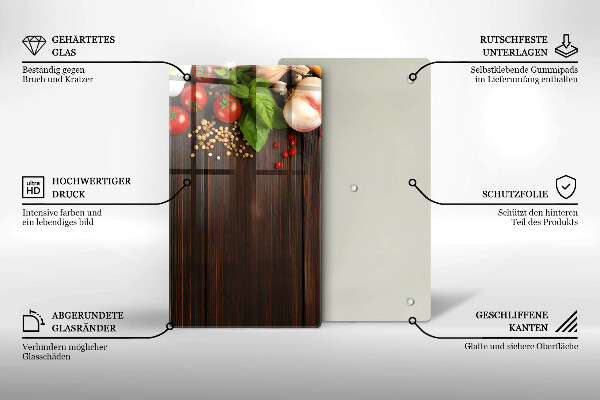 Steklena podloga za rezanje Zelenjava na mizi
