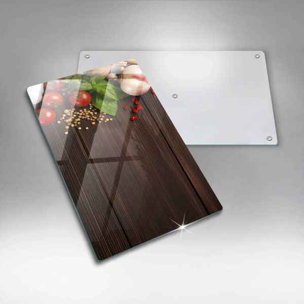 Steklena podloga za rezanje Zelenjava na mizi