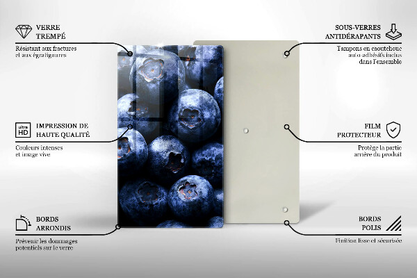 Steklena podloga za rezanje Jagode od blizu