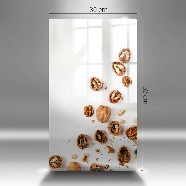 Steklena podloga za rezanje Orehi na belem ozadju