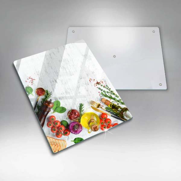 Steklena podloga za rezanje Zelenjava in začimbe