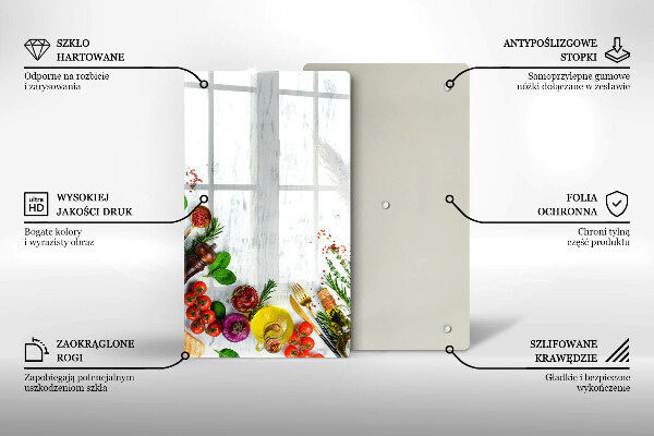 Steklena podloga za rezanje Zelenjava in začimbe