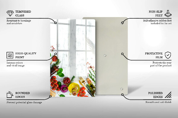 Steklena podloga za rezanje Zelenjava in začimbe