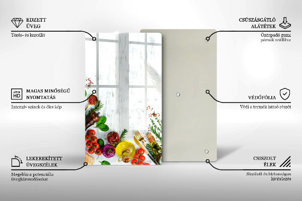 Steklena podloga za rezanje Zelenjava in začimbe