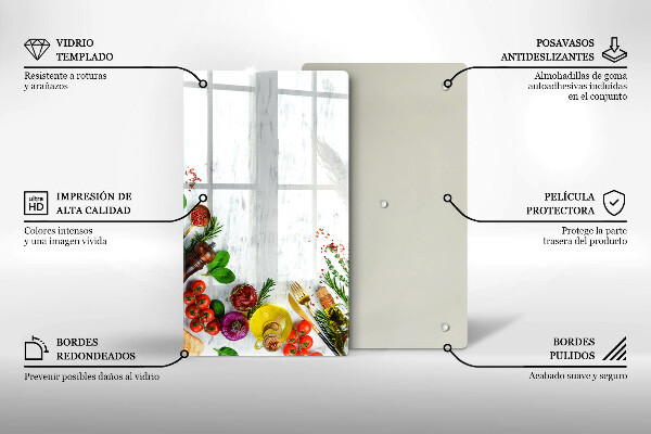 Steklena podloga za rezanje Zelenjava in začimbe