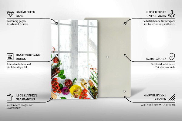 Steklena podloga za rezanje Zelenjava in začimbe