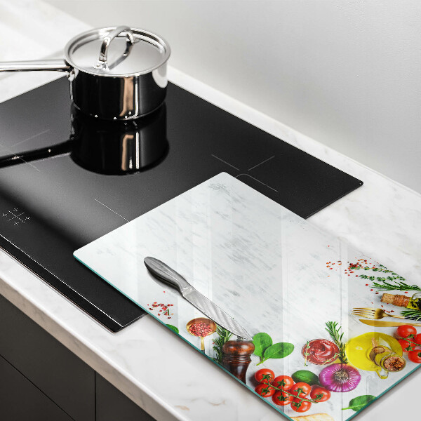 Steklena podloga za rezanje Zelenjava in začimbe
