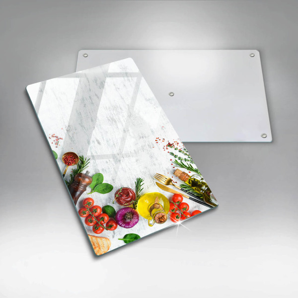 Steklena podloga za rezanje Zelenjava in začimbe