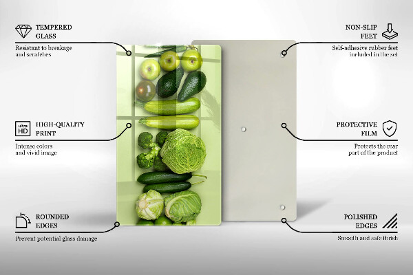 Steklena podloga za rezanje Zeleno sadje in zelenjava