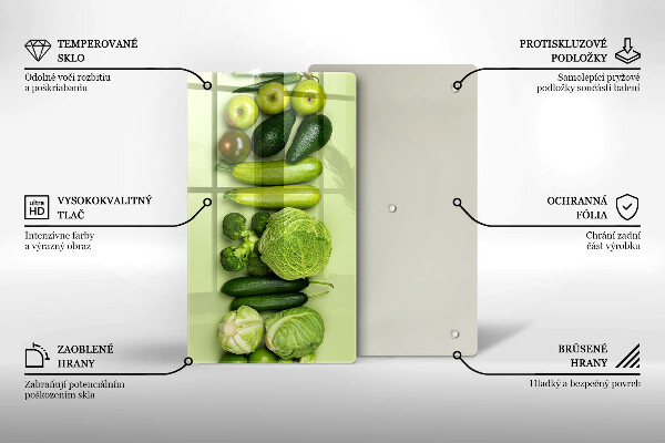 Steklena podloga za rezanje Zeleno sadje in zelenjava