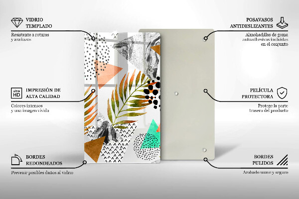 Steklena podloga za rezanje Boho vzorec listov