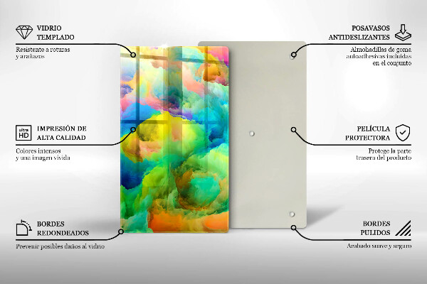 Steklena podloga za rezanje Barvita abstrakcija