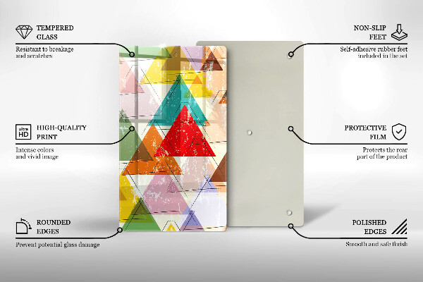 Steklena podloga za rezanje Pobarvani trikotniki