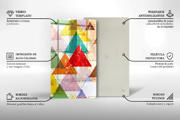 Steklena podloga za rezanje Pobarvani trikotniki