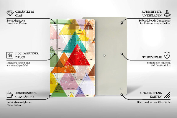 Steklena podloga za rezanje Pobarvani trikotniki