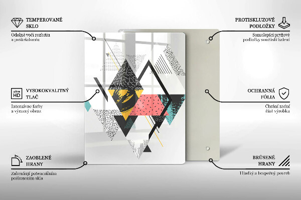 Steklena podloga za rezanje Pobarvani trikotniki