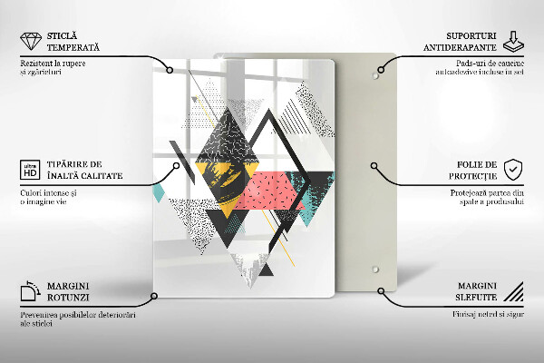 Steklena podloga za rezanje Pobarvani trikotniki