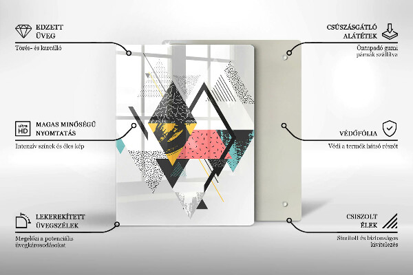 Steklena podloga za rezanje Pobarvani trikotniki