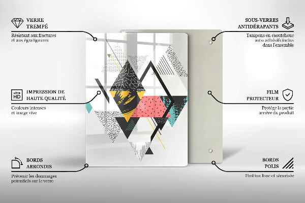 Steklena podloga za rezanje Pobarvani trikotniki