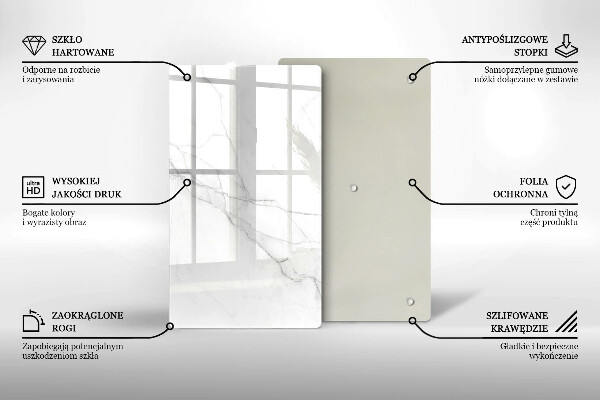 Steklena podloga za rezanje Nežen bel marmor