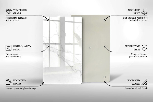 Steklena podloga za rezanje Nežen bel marmor