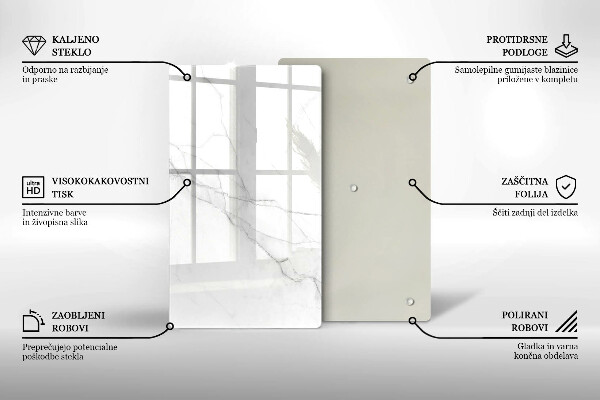 Steklena podloga za rezanje Nežen bel marmor