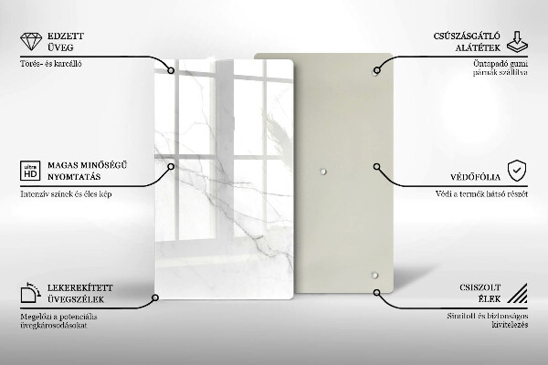 Steklena podloga za rezanje Nežen bel marmor