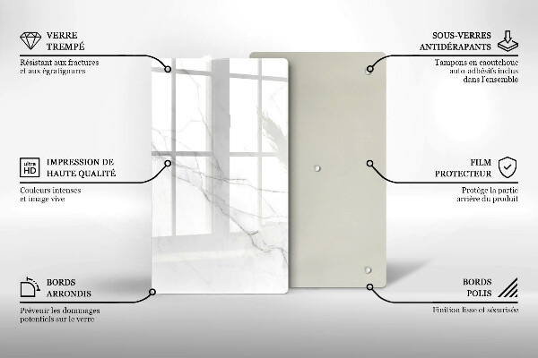 Steklena podloga za rezanje Nežen bel marmor