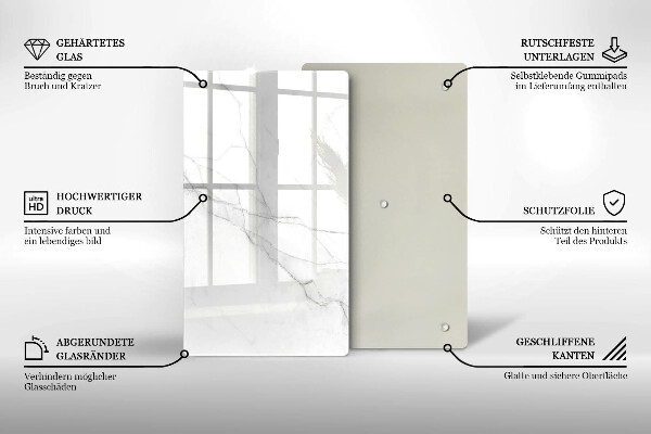 Steklena podloga za rezanje Nežen bel marmor