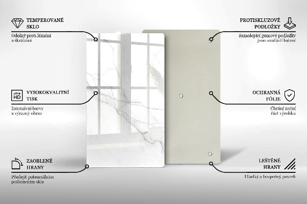 Steklena podloga za rezanje Nežen bel marmor