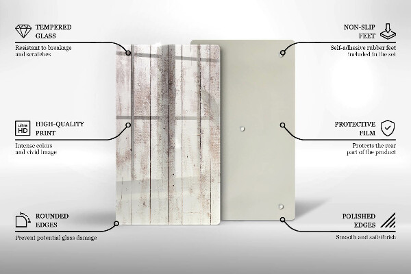 Steklena podloga za rezanje Stare lesene plošče