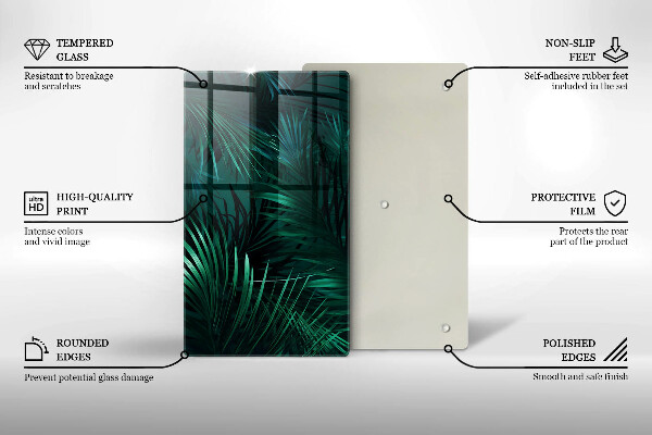 Steklena podloga za rezanje Listi divje džungle