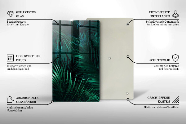 Steklena podloga za rezanje Listi divje džungle