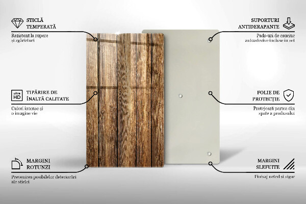 Steklena podloga za rezanje Plošče s teksturo lesa
