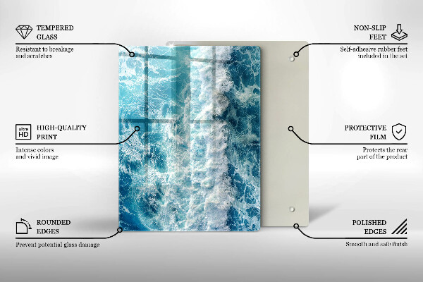 Steklena podloga za rezanje Abstrakcija z modro