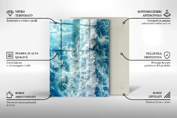 Steklena podloga za rezanje Abstrakcija z modro