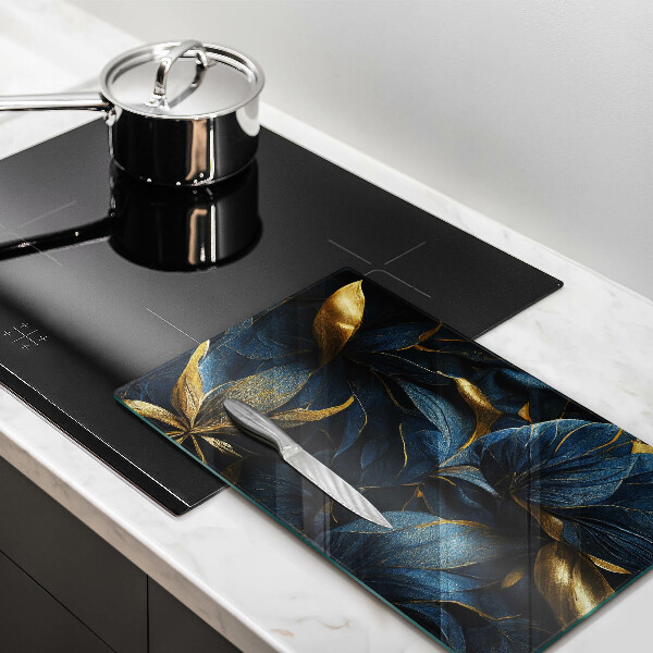 Steklena podloga za rezanje Okrasni listi z zlatom