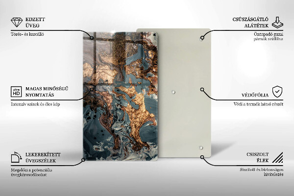 Steklena podloga za rezanje Dekorativni kamen z zlatom