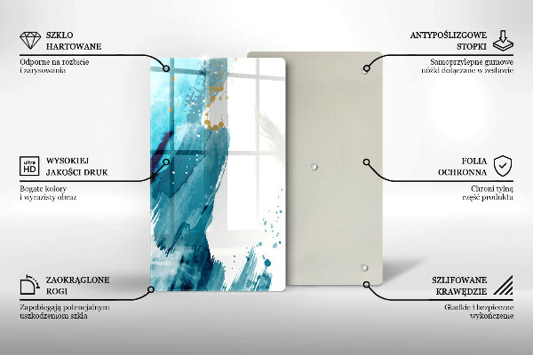 Steklena podloga za rezanje Modre lise