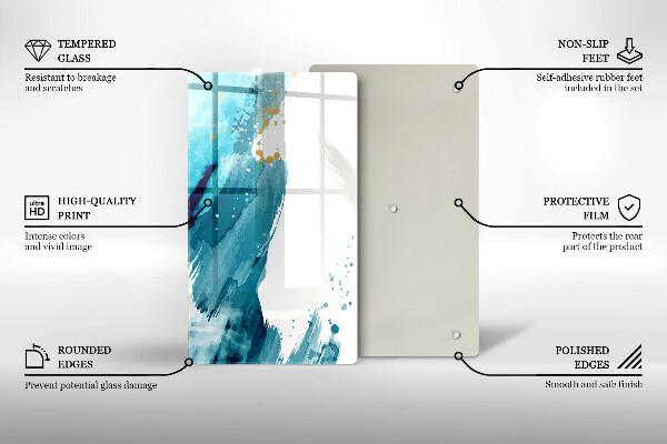 Steklena podloga za rezanje Modre lise